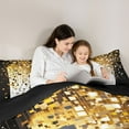 thumbnail image 5 of Manfei Geometric Plaid Grid Boy Girl Full Size Comforter Sets 3-Piece,Bling Glitter Bedding Comforter Set,Black Golden Lightweight Bedding Sets,Lightweight Room Decor,Reversible, 5 of 8