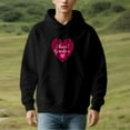 thumbnail image 2 of Men's Long Sleeve Hooded Pullover Sweatshirt with Pockets - Relaxed Fit Features Large Pink Heart & ' Blessed Grandma ' Design, 2 of 7