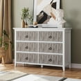 thumbnail image 2 of EuKer 6 Drawer Dressers for Bedroom, Chest of Drawers with Storage & Waveform Fluted Panel Design, White Gray, 2 of 8