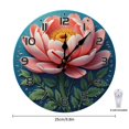 thumbnail image 2 of Pink Flowers Wall Clock 10 Inch Silent Non Ticking Round Wooden Clock Decoration for Living Room Kitchen Bedroom Bathroom Office Classroom, 2 of 8