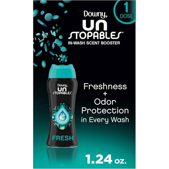 Downy Unstopables In Wash Scent Booster Beads, Fresh Scent, 1 use, Laundry Beads for odor Protection, Downy Scent Booster Beads, Laundry Scent Boosters