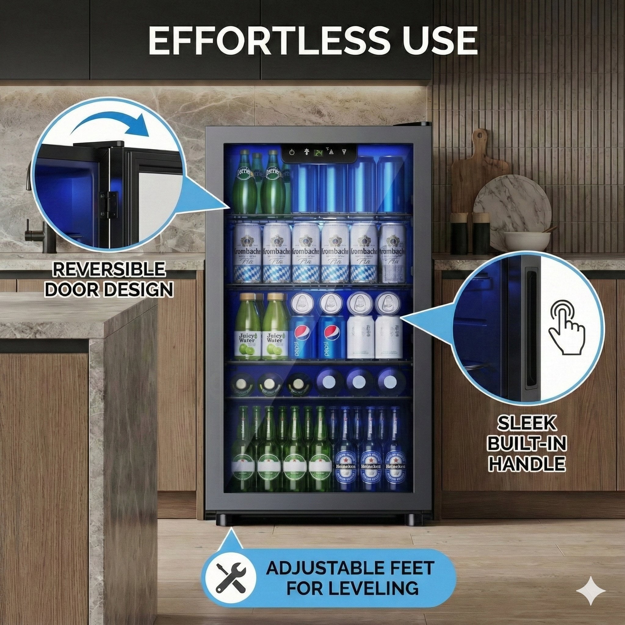 EUHOMY 3.2 Cu.ft Beverage Refrigerator: Your Ultimate 125 Can Cooler for Effortless Entertainment, Black