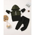thumbnail image 2 of 12 Months Baby Boys Clothes 18 Months Boys 2PCS Hoodie Outfits Set Toddler Boys Long Sleeve Top Pants Set Green, 2 of 8
