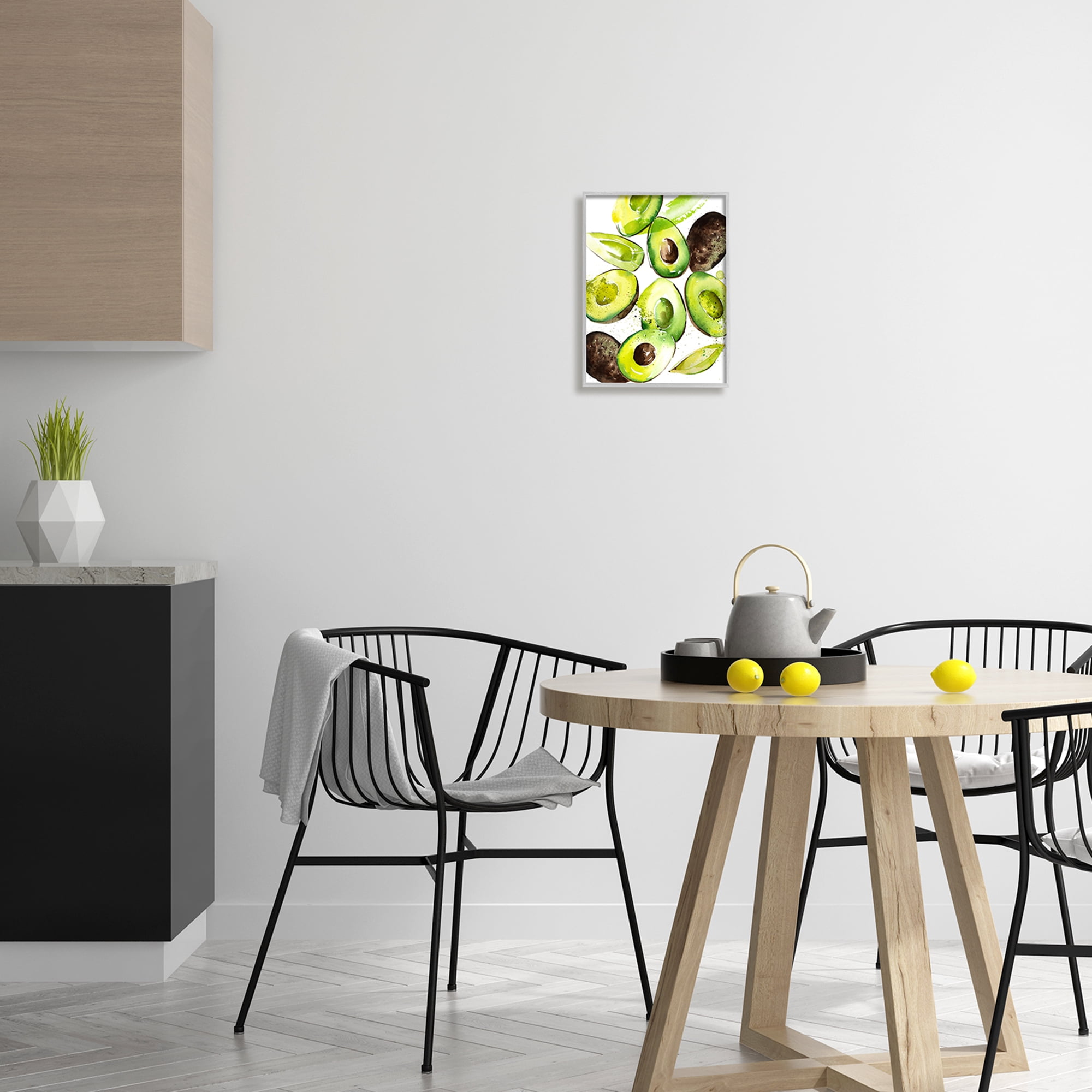 Stupell Industries Modern Avocado Halves Food & Beverage Painting Gray Framed Art Print Wall Art, 11 x 14