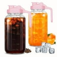 thumbnail image 6 of 2/3 Pack 64 OZ Mason Jars With Lid, Glass Pitcher Double Leak Proof With Pour Spout Handle, 2 Quart Wide Mouth Breast Milk Pitcher For Fridge, Creamer Container For Coffee, Sun Tea - Blue-, 6 of 12