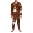 thumbnail image 3 of Yiaed Sloths Need More Coffee Print Men’s Pajamas Set - Long Sleeve Button Down Sleep Shirt and Pajama Bottoms Sleepwear Set Mens Pjs Sets Men's Pajama Bottoms-Medium, 3 of 7