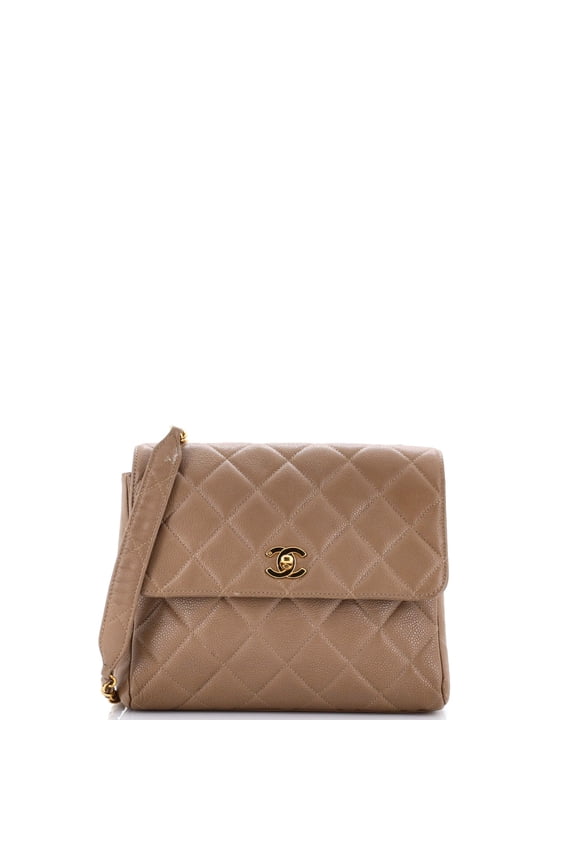 Pre-Owned Vintage Square CC Flap Bag Quilted Caviar Small By Rebag