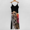 thumbnail image 5 of Cute Ocelot Tropical Flower Crown Sleeveless Dress Women's Evening Dress Womans Clothing, 5 of 9
