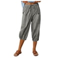 thumbnail image 2 of Capri Harem Pants for Women Spring Summer Elastic High Waist Relaxed Fit Cropped Pants Capris with Pockets, 2 of 8