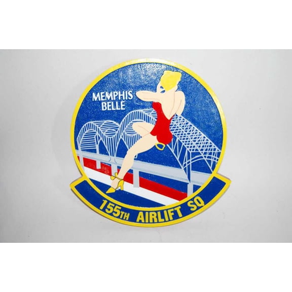 155th Airlift Squadron Plaque,14, Mahogany