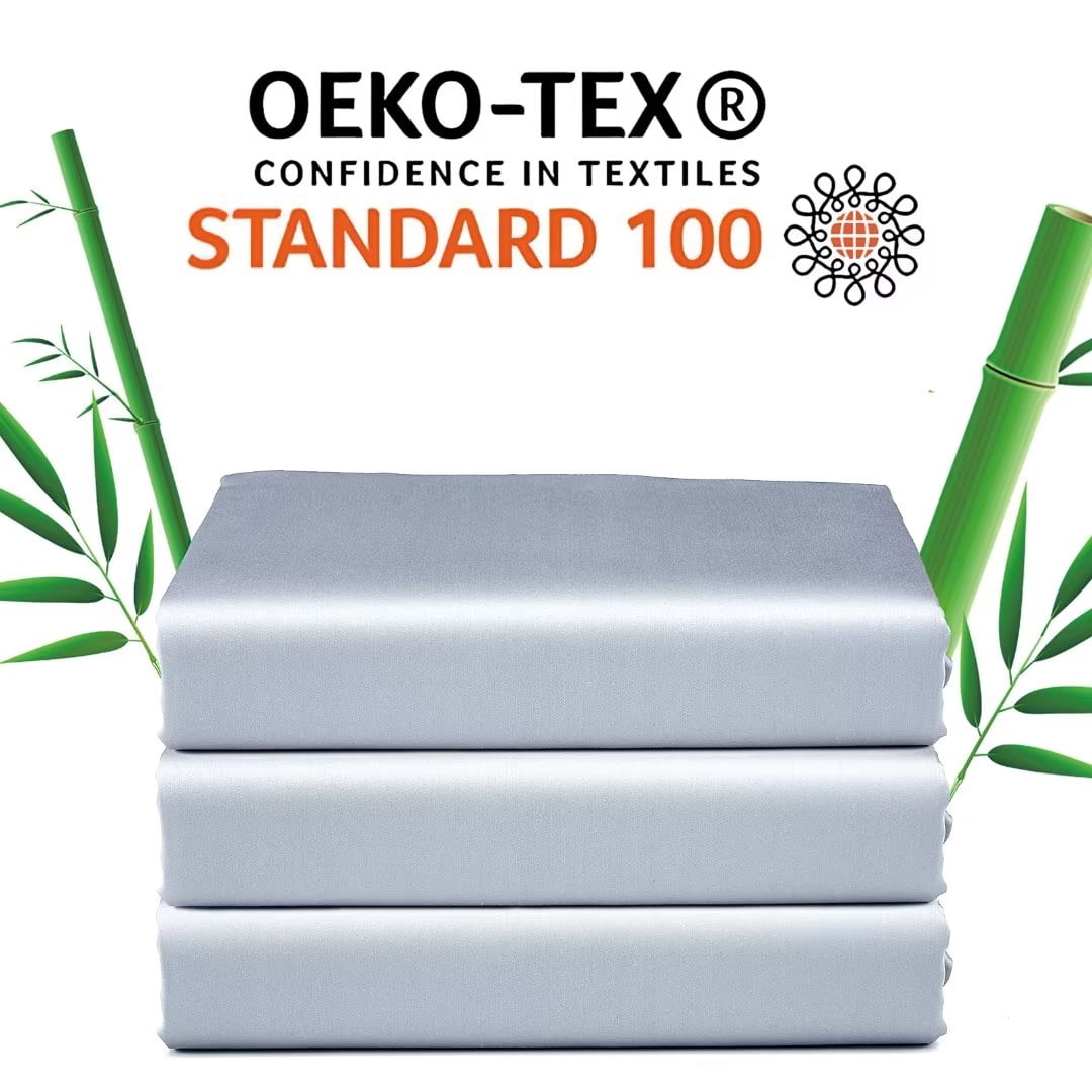 Shunjie.Home 100% Bamboo Fitted Sheet Only King Size, 400 Thread Count, 16" Deep, Super Soft, Grey