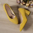 thumbnail image 5 of Win s Way Women's Pointed Toe Low Cut Chunky Heel Pumps Comfort Slip On Work Casual Dress Shoes, 5 of 9