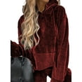 thumbnail image 4 of UKAP Ladies Jogger Set Long Sleeve Sweatsuits Drawstring Two Piece Outfit Casual Running Tracksuit Sets Burgundy L, 4 of 8