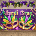 thumbnail image 5 of Colorful Design Mardi Gras Banner Masquerade Theme Carnival Display Feather Decoration Firework Pattern Festival Background for Carnival Party Mardi Gras Celebration Masquerade Ball, 5 of 9