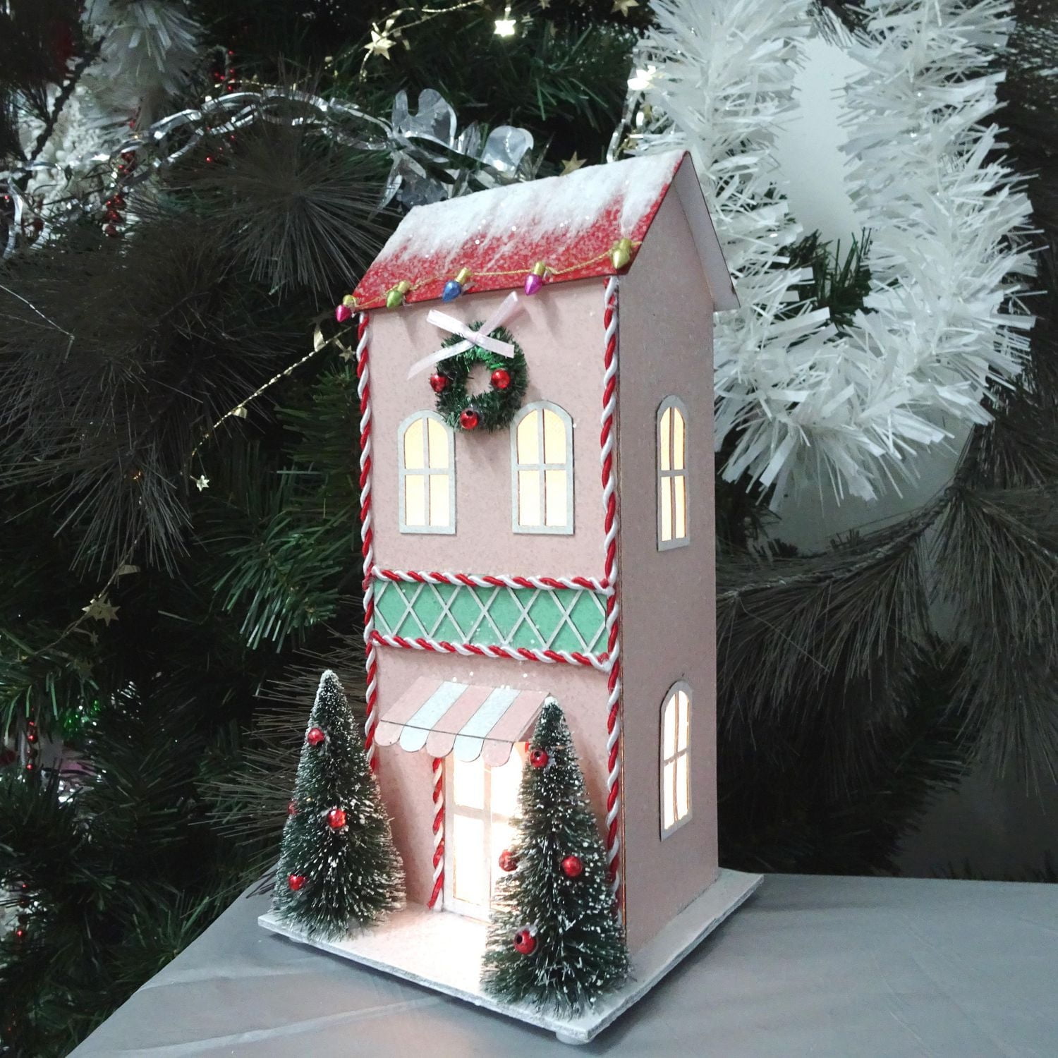 Holiday Time LED Light up Paper House Decor