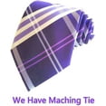 thumbnail image 3 of Men's Mid-calf Argyle Plaid Scottish Tartan Wedding Groomsman Gift Party Events Father's Day Presents Dress Casual Socks in Purple with Violet and White Color, 3 of 3