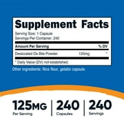 Nutricost Ox Bile Supplement Capsules, 125mg Per Serving, 240 Vegetarian Capsules