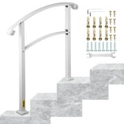 VEVOR 3-Step Transitional Handrail Fits 1 or 3 steps Matte White Stair Rail Wrought Iron Handrail with Installation Kit Hand Rails for Outdoor Step