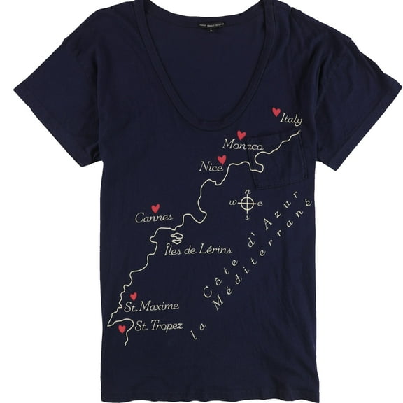 TRULY MADLY DEEPLY Womens Iles De Lerins Graphic T-Shirt, Blue, Medium