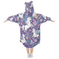 thumbnail image 2 of Wearable Blanket with Sleeves and Pocket Oversized Hooded Sweatshirt 3-14 YR Unicorns and Pegasi Pattern S, 2 of 7