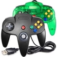 thumbnail image 1 of Miadore - Juego de 2 controladores clásicos N64, mando USB con cable N64, mando de juego para PC, N64 Bit USB con cable para juego Joy Pad Controller para Windows PC MAC Linux Raspberry Pi 3 Sega, 1 of 7