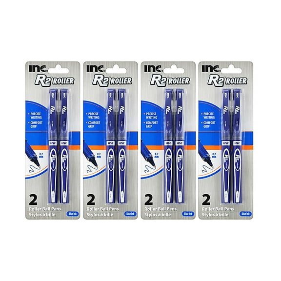 INC. R-2 Rollerball Pens, Fine Point, 0.7 mm, Blue Ink, 8 Count, 4 Pack