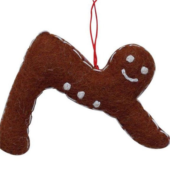 Gingerbread Yogi Felt Ornament Downward Facing Dog Pose