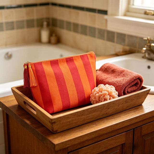 Corduroy Striped Seashellstorage Bag Dopamines Cosmetic Bag Travel Fashion Simples And Portable Toiletry Bag