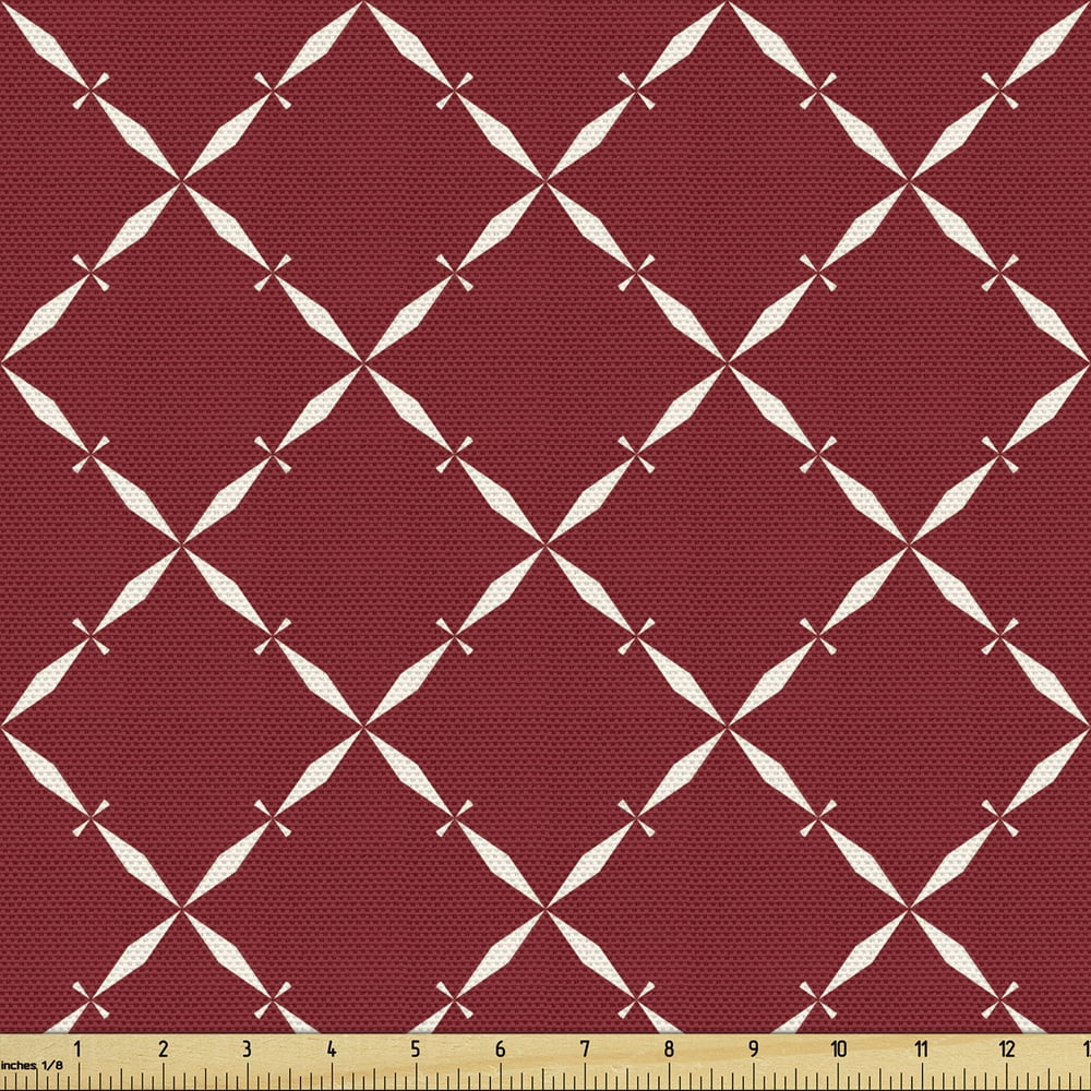 Damask Fabric by the Yard, Geometric Abstract Diamond Shapes in