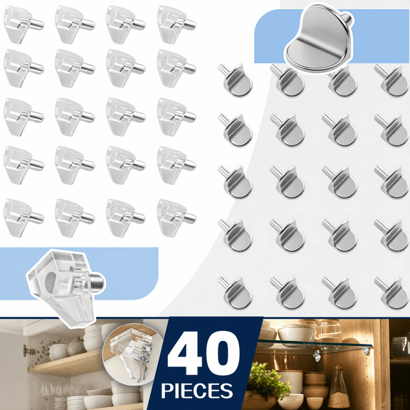 HavenNest 5 Millimeters Shelf Support Peg, Stainless Steel Cabinet Shelf Pins, Invisible Replacement for Kitchen Cabinets Bookcases Wardrobes Pantry Furniture, 40 Pack