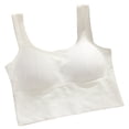thumbnail image 4 of Sujetador deportivo de cobertura completa, estilo camiseta sin mangas, sin costuras, cómodo, sin aros, para mujer, para uso diario, color blanco, 4 of 12