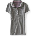thumbnail image 1 of Aeropostale Womens A87 5 Button Polo Shirt, Gris, X-Large, 1 of 1