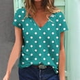 thumbnail image 2 of ZHOGXU Women's T Shirt Polka Dot Printed V Neck Short Sleeve Loose Fit Lightweight Comfortable Breathable Tee Top For Daily Wear ,Mint Green,Xxxxxl, 2 of 5