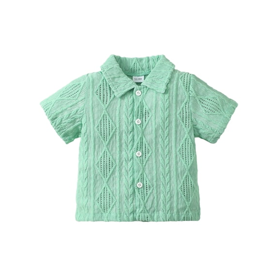 Kucnuzki 4T Toddler Boys Top 5T Toddler Boys Summer Clothes Solid Color Short Sleeves Shirt Top Button Down Shirt Top Green 4-5 Years