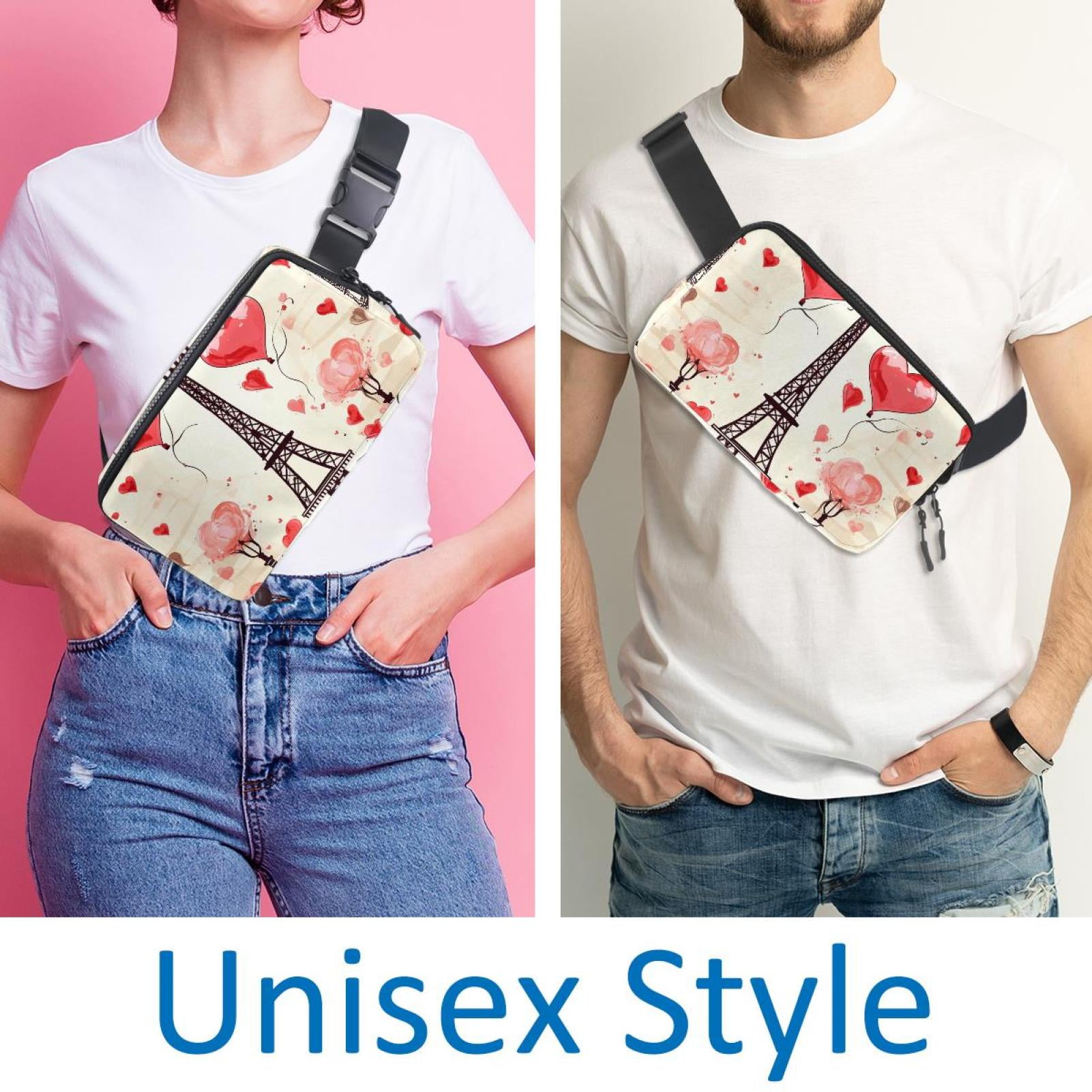 Valentine's Day Sling Bag with Extension Strap - Lightweight Adjustable Unisex Fanny Pack for Waist Packs