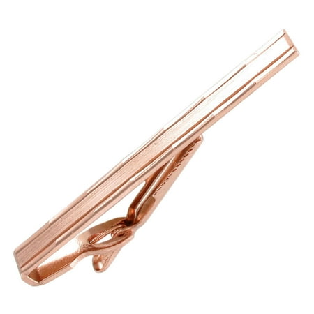 Rose Gold Tone Classic Etched Mens Tie Clip Bar Clasp Large 2 1/2