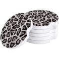 thumbnail image 2 of Car Drinks Set oF 2 Pack Leopard Print Absorbent Ceramic Stone Black Grey White with A Finger Notch For Easy Removal From Auto Cupholder, 2 of 6