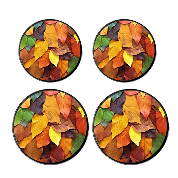 Round Stove Burner Covers 4 Pcs for Home Decor Cooktop Decorative ,Autumn Fall Leaves Cute Pattern, Metal Round Stove Burner Covers 8Inch And 10Inch