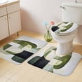 thumbnail image 4 of Abstract Geometric Art Bathroom Rugs Set Watercolor Beige Green Blend Non Slip Absorbent Soft Bath Mats 3 Piece Set with Bathroom Rug, U-Shaped Floor Mat, Toilet Seat Cover Small Size, 4 of 9