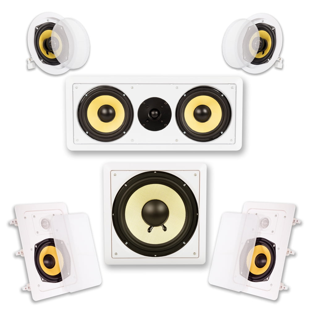 Acoustic Audio HD515 Flush Mount 5.1 Speaker System In Wall Ceiling