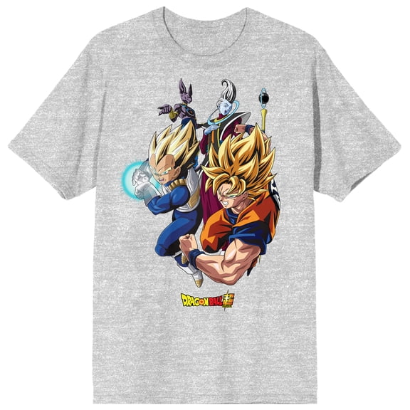 Dragon Ball Super Character Group Shot Adult Athletic Heather Crew Neck Short Sleeve T-shirt-Medium