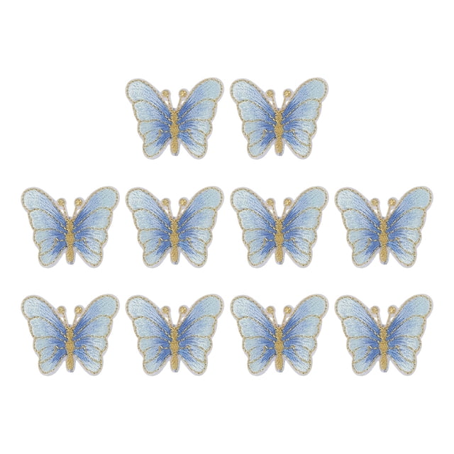 Parches de mariposa Uxcell para planchar, parche de reparación bordado para mochilas, ropa, zapatos, azul claro