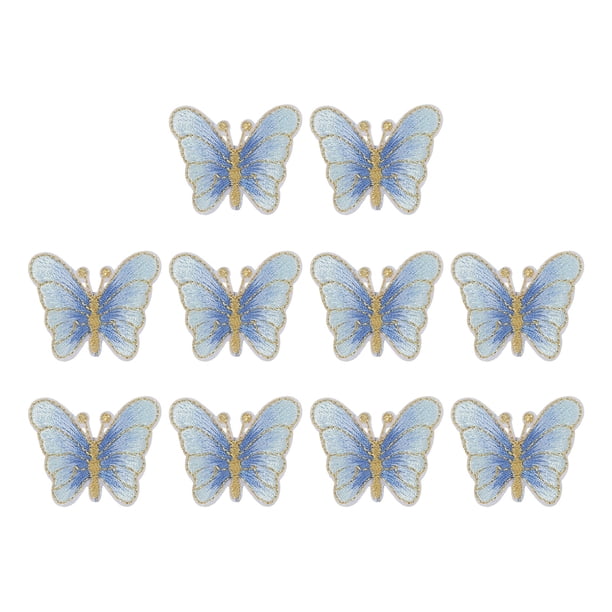 Parches de mariposa Uxcell para planchar, parche de reparación bordado para mochilas, ropa, zapatos, azul claro