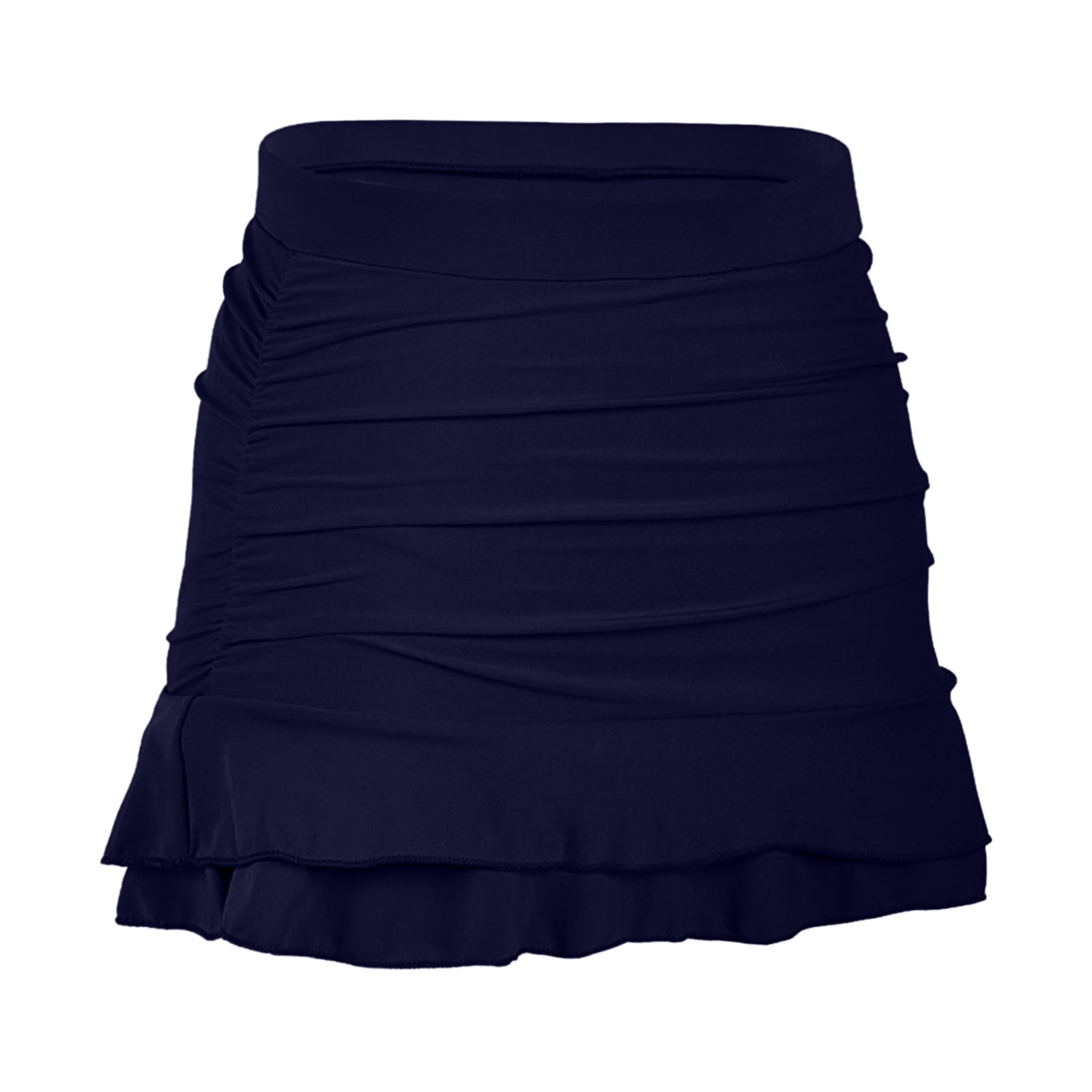 XIAQUJ Swim Skirt for Women Bathing Suit Bottoms High Waisted Ruched Skirt Swimsuits with Built in Brief Skirt Tankini Swimsuits for Women Dark Blue XL
