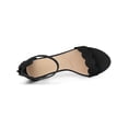thumbnail image 4 of BLISSFUL STEP Women's Sandals Ankle Strap Scalloped Decor Block Heels Sandals Black 11, 4 of 7
