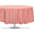 thumbnail image 1 of HAHDAXIA Nappe de Fête/pique-Nique Jetable Standard en Plastique à Carreaux Vichy Rouge, Lot de 12, Nappe Ronde de 84 Pouces, 1 of 7