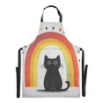 thumbnail image 6 of Yayeee Chief Kitchen Apron with Pockets for Cooking Water Resistant Unisex Adjustable Neck Strap, Black Cat Rainbow, 6 of 7