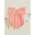 thumbnail image 6 of Baby Toddler Girl Romper 3 6 9 12 Months Smocked Flower Embroidery Flying Sleeve Newborn Jumpsuit Perfect for Summer, 6 of 9