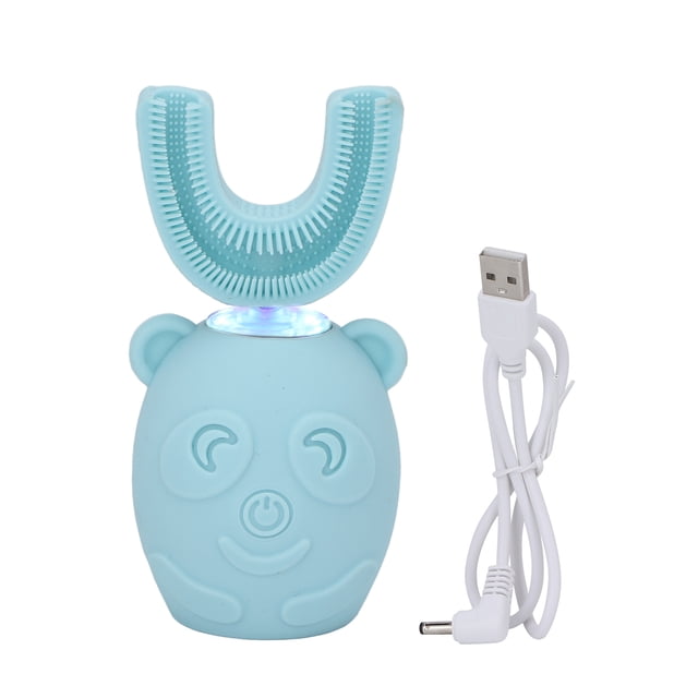 Cepillo de dientes eléctrico para niños, resistente al agua IPX7, con carcasa de dibujos animados y limpieza de 360° en forma de U.