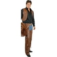 thumbnail image 2 of Adult 3XL XXXL 56-60 Brown Cowboy Costume faux Leather Chaps and Vest, 2 of 2